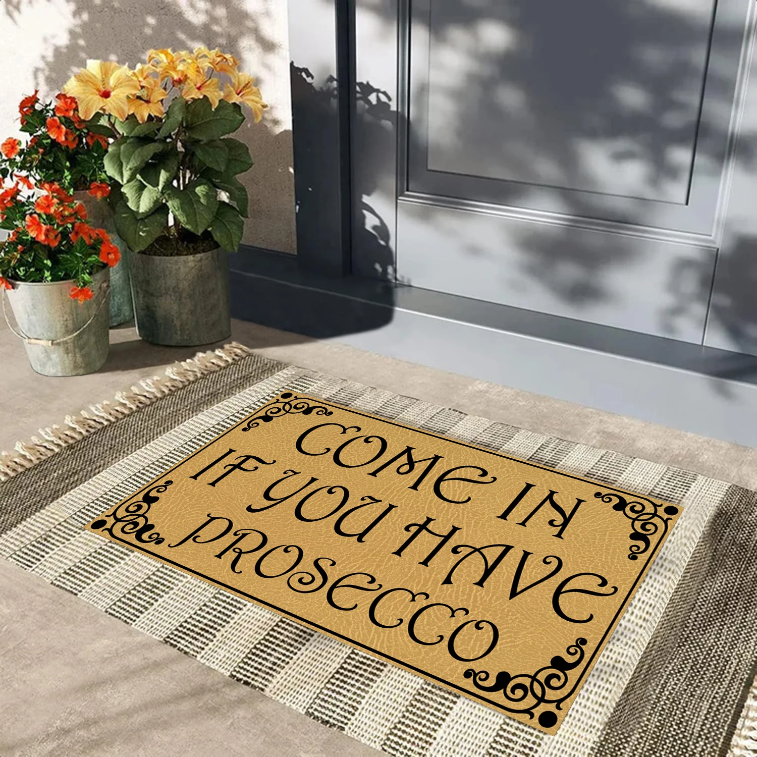 

Come In If You Have Prosecco Door Mat,Non-Slip Rubber Floor Mat, Housewarming Welcome Mat for Outdoor Entryway, Kitchen Rug