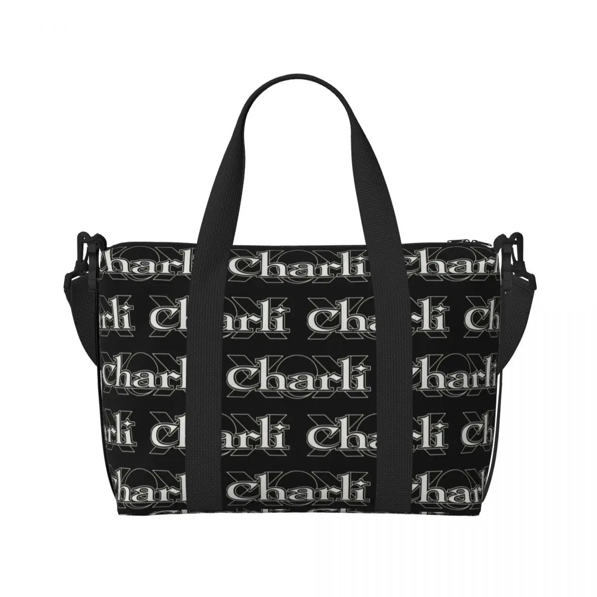 Custom C-Charli XCX Beach Tote Bag for Women British Singer Big Compartment Beach Gym Travel Bags