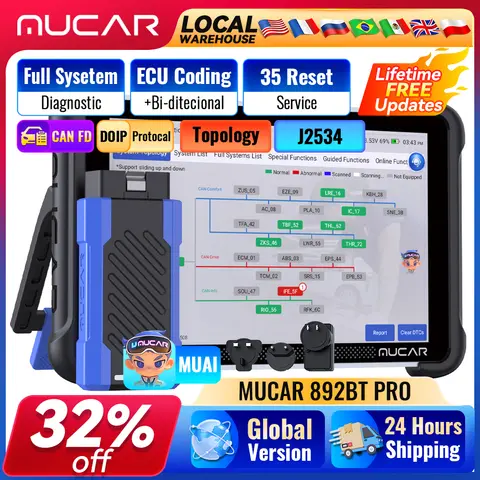 MUCAR 892BT Pro AI OBD2 Diagnostic Tool Topology Mapping 35 Service ECU Coding Bi-directional Car Scanner Lifetime Free Update
