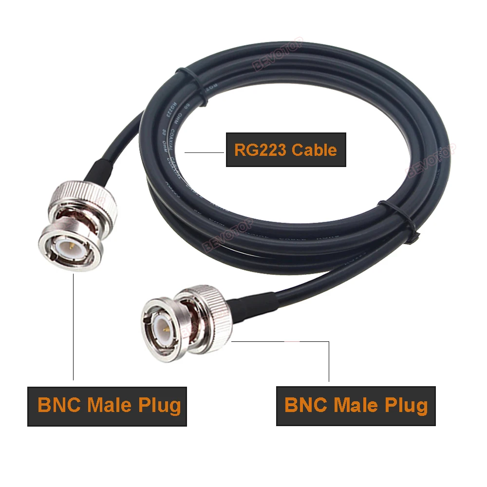 RG223 Cable BNC Male to BNC Male Right Angle 90° Plug High Quality RG-223 Double Shielded Low Loss 50 Ohm RF Coaxial Cable