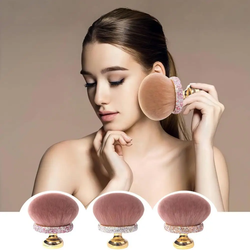 Mushroom Makeup Brush with Rhinestone Handle Multi-purpose Cosmetic Brush Face Body Shimmers Brush Makeup Application Brushes