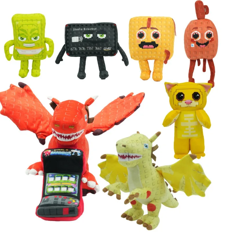 

New Steal A Brainrot Meow Plush Doll Cute Red Flying Dragon Black TV Stuffed Toy Cute And Rich Expressions Cotton Doll Toy Gift