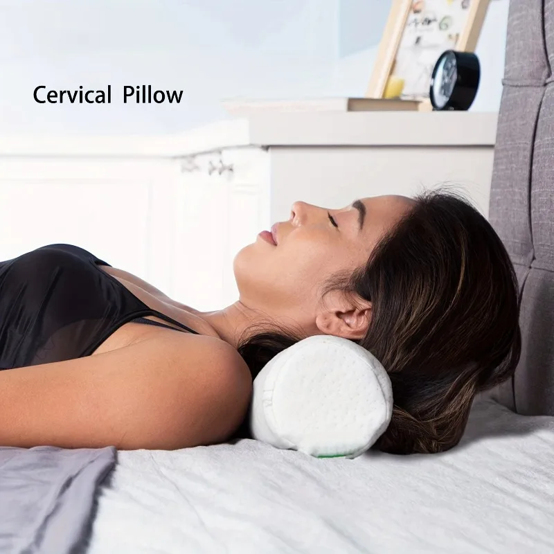 Cervical Neck Roll Memory Foam Pillow - Bolster Pillow for Head, Spine, Lower Back Relief From Neck & Shoulder Soreness