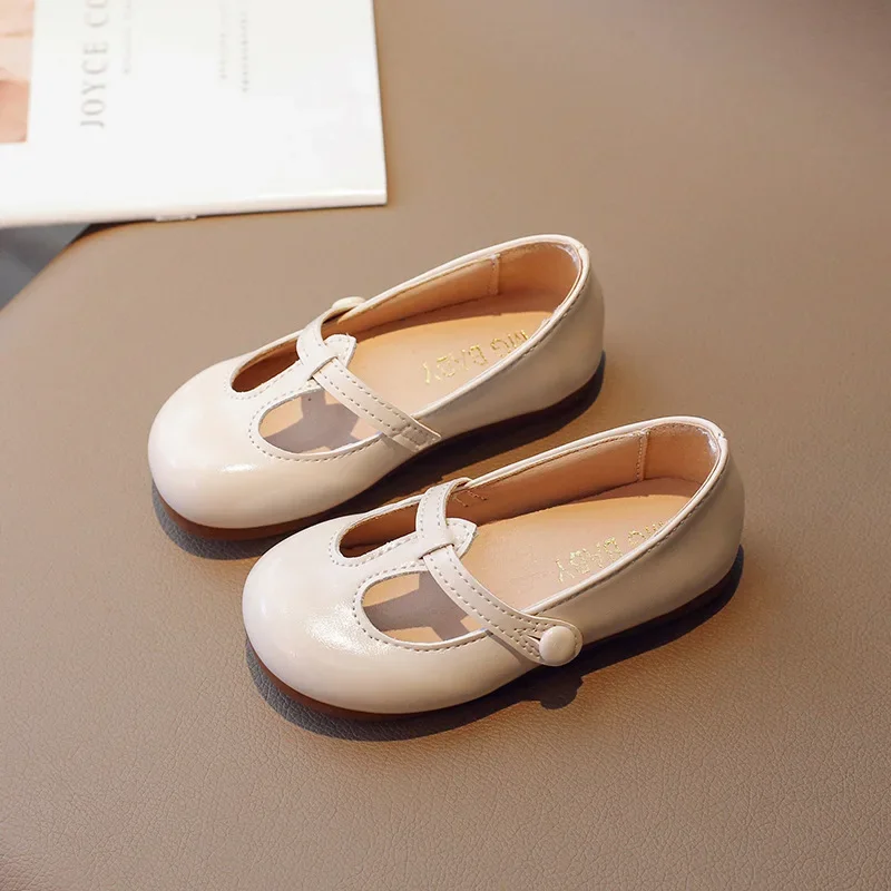 Sping Autumn New Kids Leather Shoes Solid Color Boys Shoes Single Little Girl Shoes