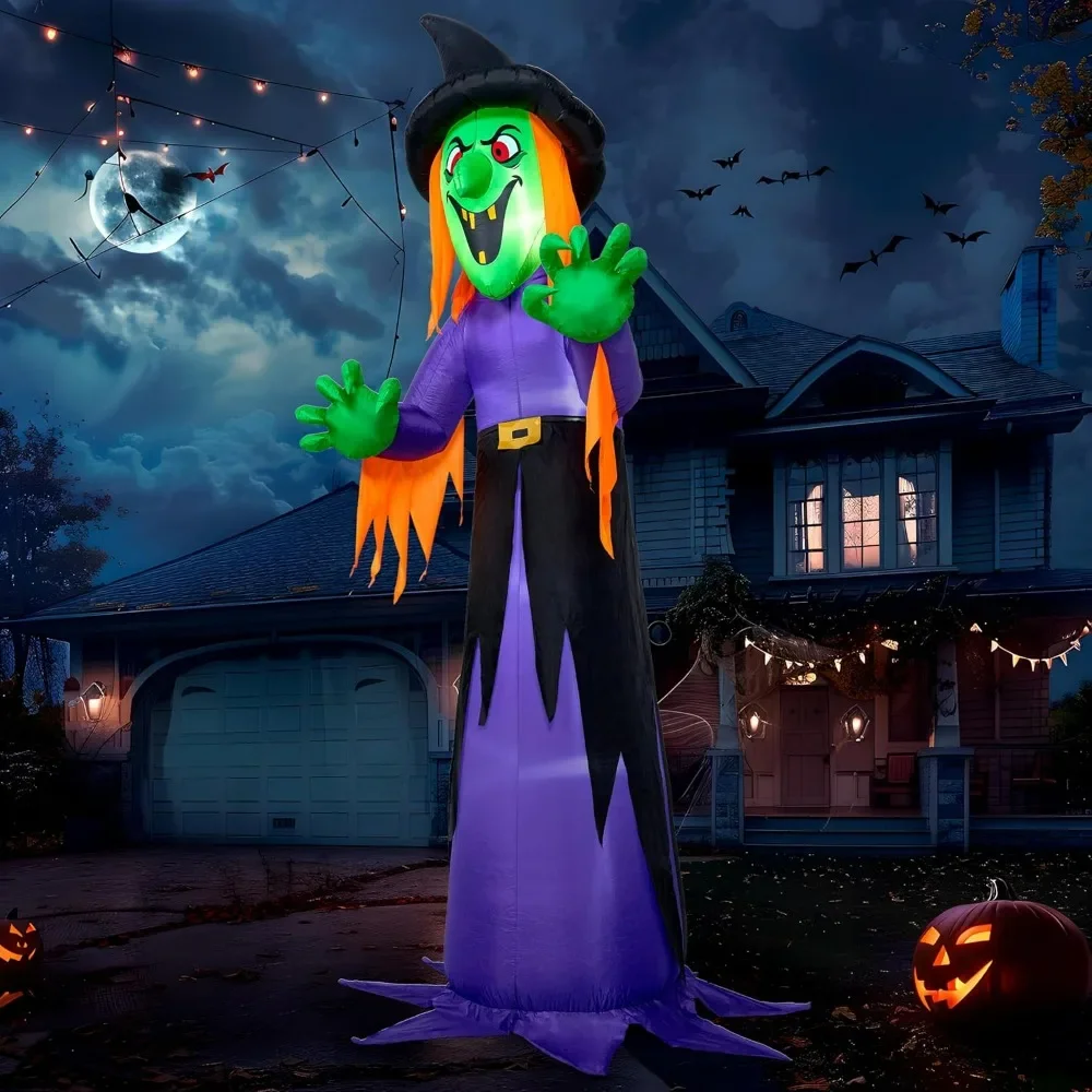 

Halloween Inflatables Witch Outdoor Halloween Decorations, Party Decoration Halloween Inflatable Decors with Build-in LEDs