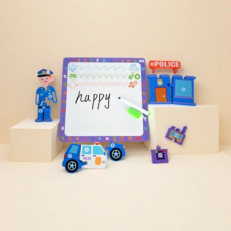 Houten puzzeltekentafel, puzzelspeelgoed voor kleuters, oefenpen controlevermogen, bevorderen de hersenenontwikkeling