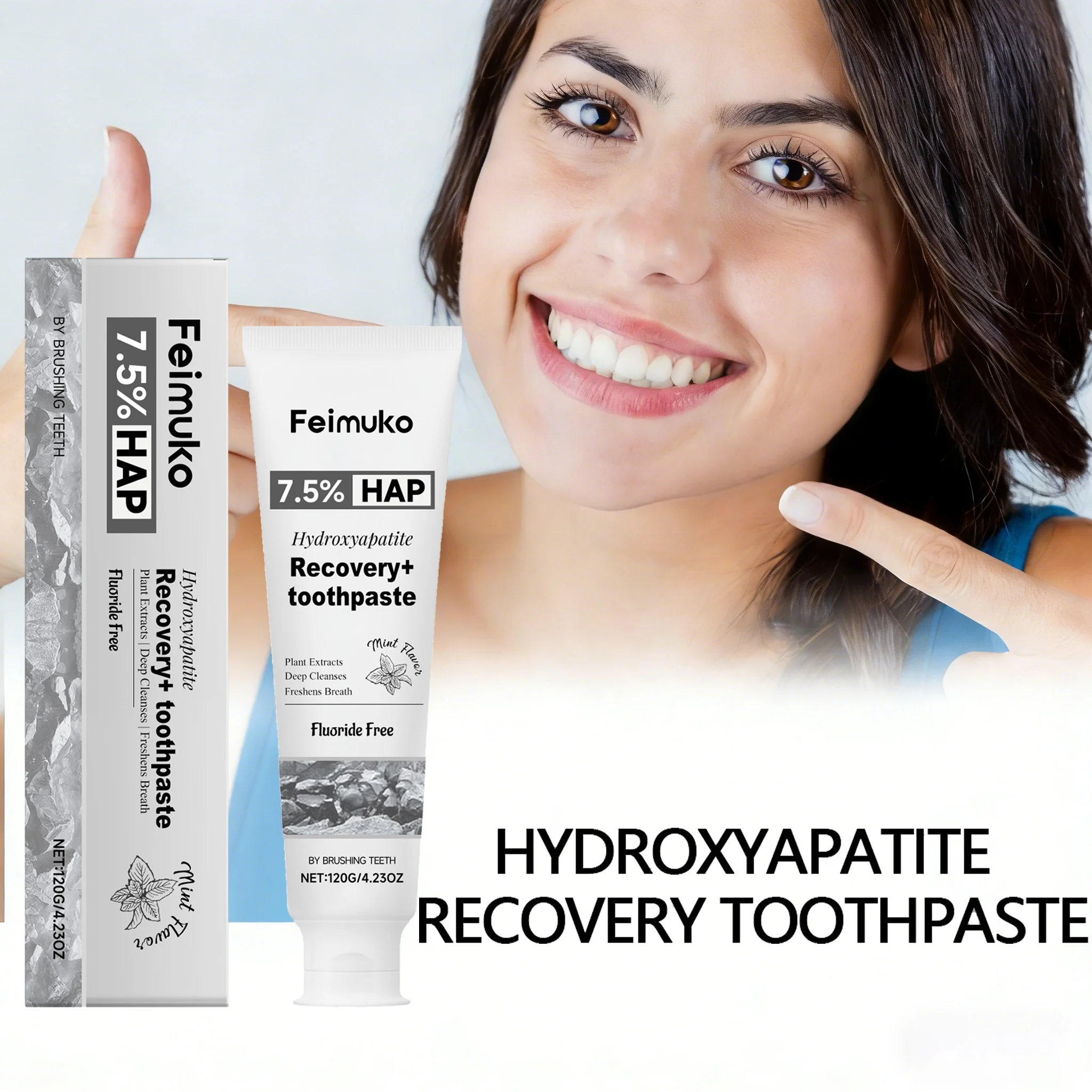 

Зубная паста с гидроксиапатитом для отбеливания зубов, восстановления эмали, осветления улыбки, освежения дыхания и удаления пятен