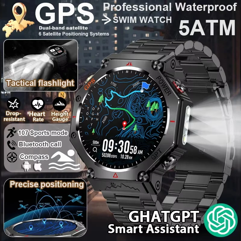 2026 NEW Military Outdoor GPS Sports Smart Watch Men 1.39