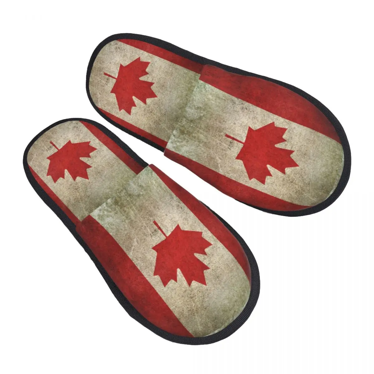 

Old And Worn Distressed Vintage Flag Of Canada Memory Foam Slippers Women Soft Warm Canadian Patriotic Flag House Slippers