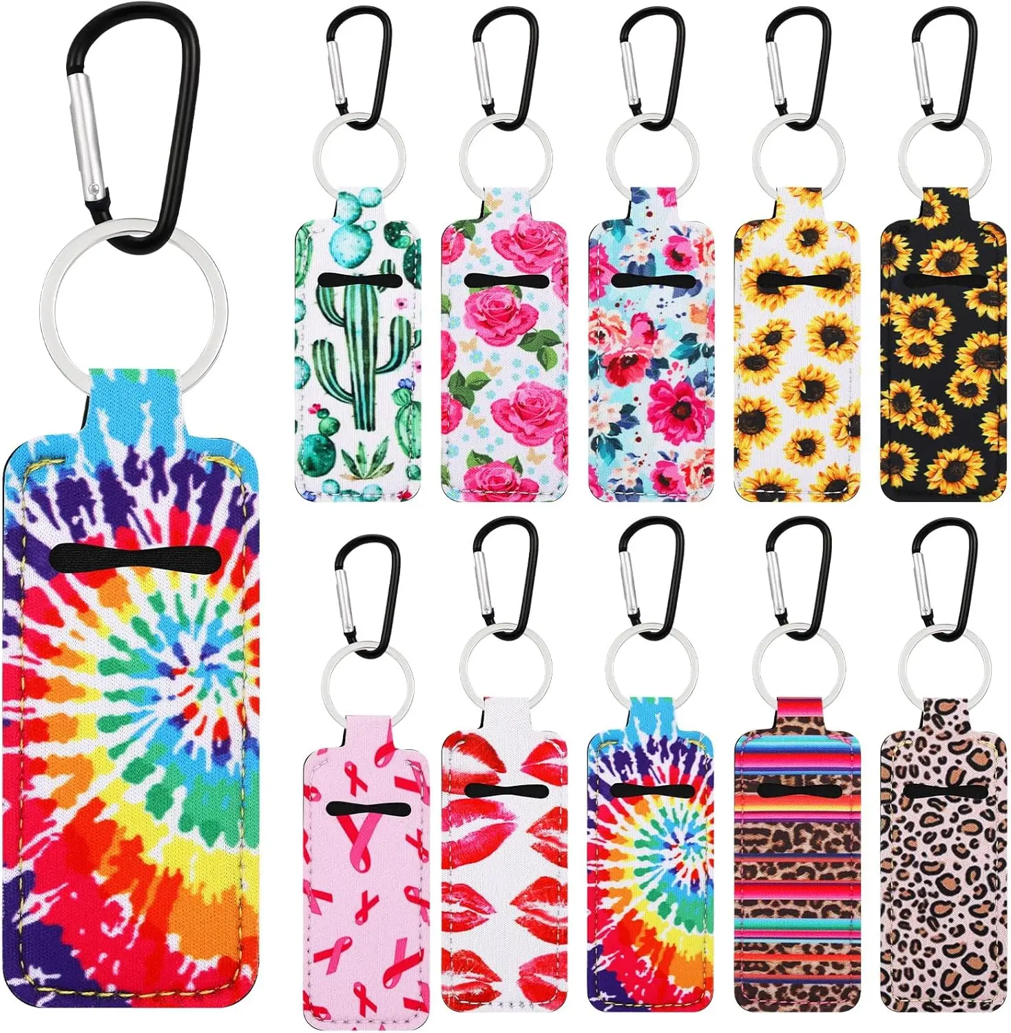 10Pcs lipstick Holder Key Chain Lip Balm Holder Keychain Portable Lip Gloss Keychain Pocket Gift for Women