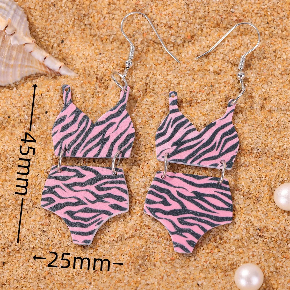 YAOLOGE 1 PC Personalized Colorful Fashion Leopard Pattern Swimsuit Ear Hook Earrings Acrylic Earrings Women's birthday Gift