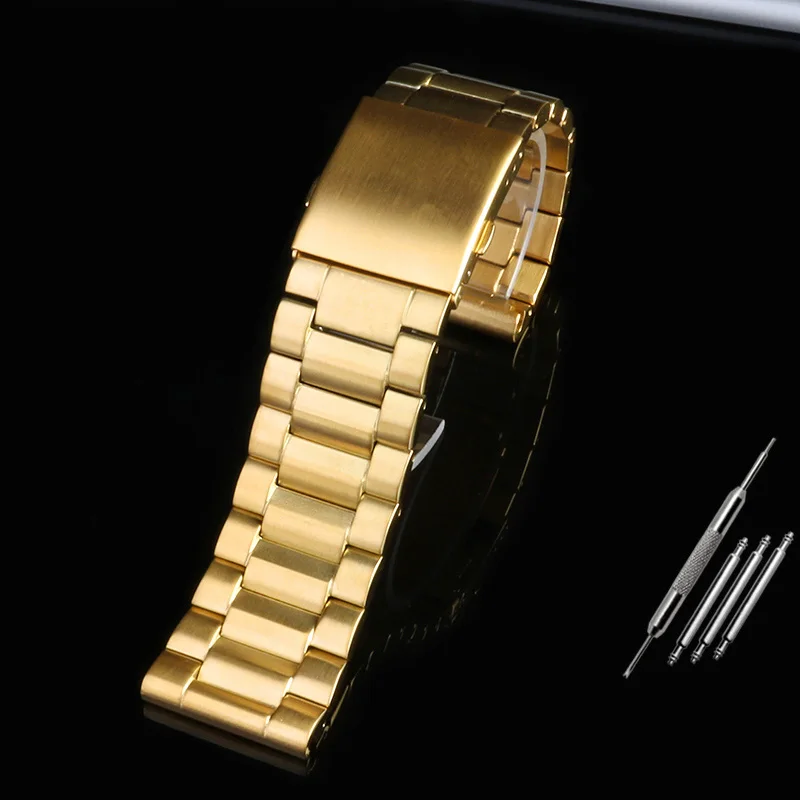 Gold Color Stainless steel watchband 22mm 24mm 26mm 28mm men\'s solid metal bracelet for diesel DZ7333 DZ4344 watches band