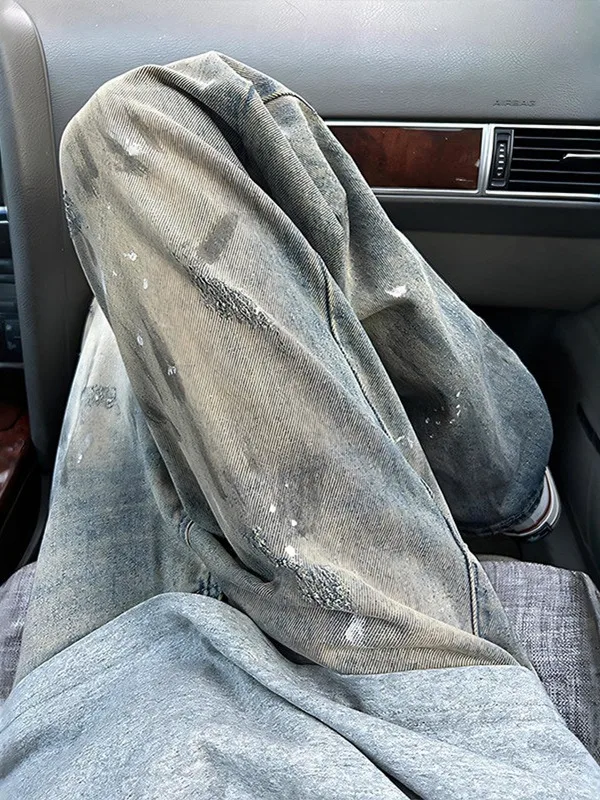 

Мужские летние джинсы American High Street: новые, свободные, модные, с эффектом потертости, широкие штанины, прямые, повседневные