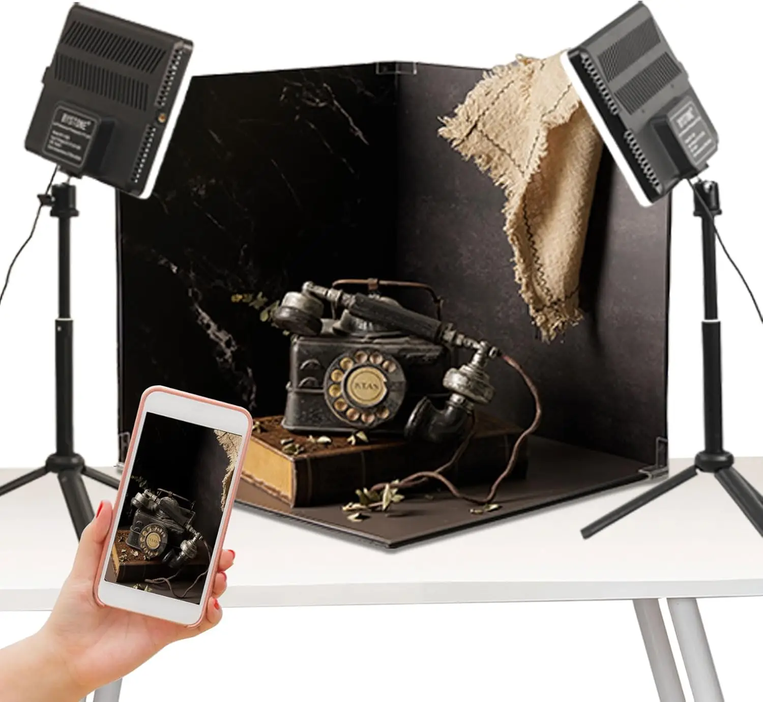 

Upgrade Portable Photo Studio Kit with 288 LED Lights, 15 Backdrops for Small Product Photography