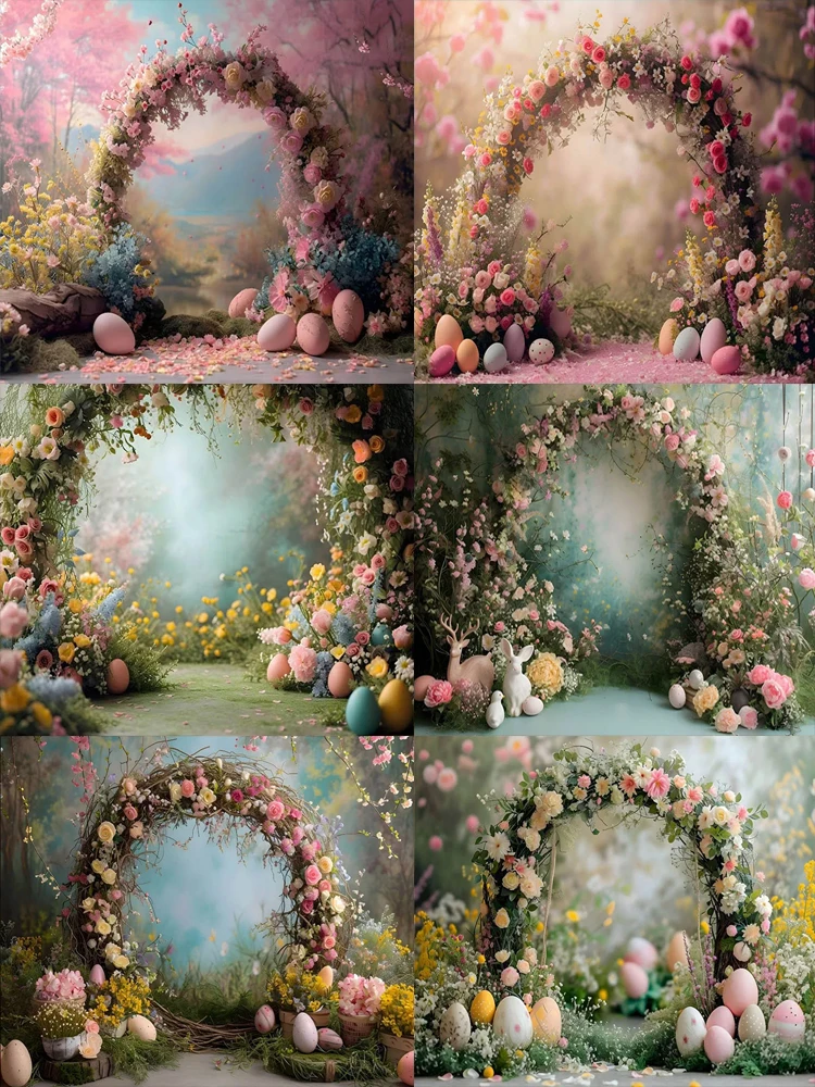 Wiosenne jajka z motywem wielkanocnym kwiaty w ogrodzie dziecko przyjęcie urodzinowe tło winylowe materiały dekoracja do pokoju dziecięcego