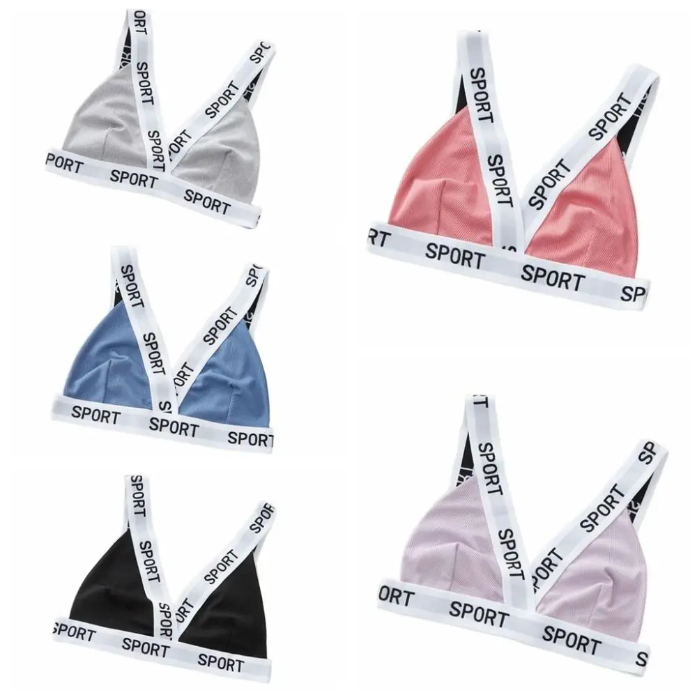 Sweet Letter Wireless Deep V Bra Patchwork Shockproof Women Underwear Lingerie Gathered Breasts Push Up Bras Gifts