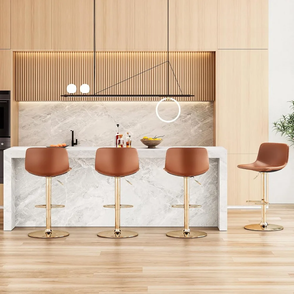 Verstellbare Barhocker im 2er-Set, moderne drehbare Barhocker aus der Mitte des Jahrhunderts, industrielle Barhocker mit Rückenstütztheke