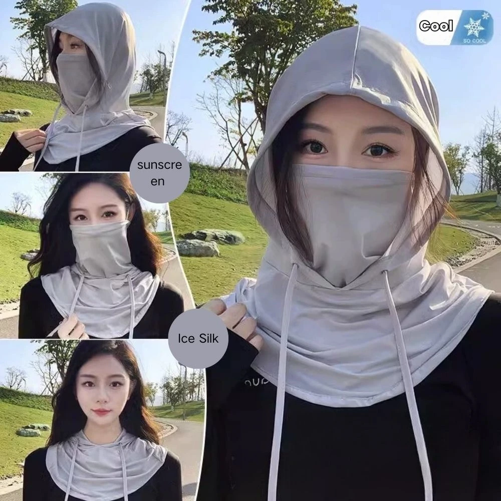 Summer Ice Silk Sunscreen Masks Neck Cover Outdoor Riding Fishing Long Neck Covers Balaclava Men Women Neck Wrap Cover Scarf