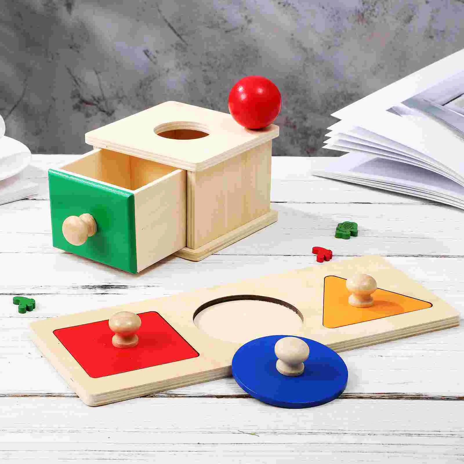 Montessori Teaching Aids Kids Ball Drop Toy Children Educational Sensory Toys Stack Kit Lotus Tree Wooden for