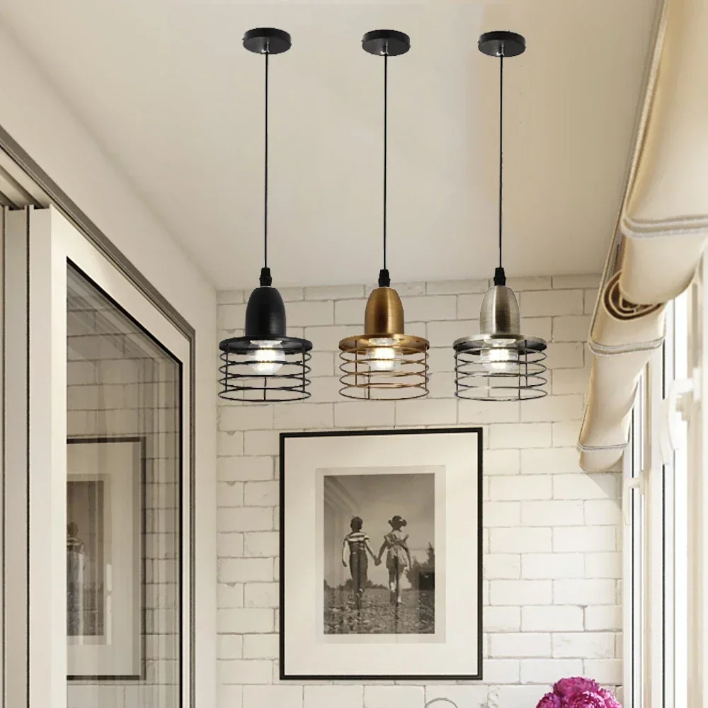 

Vintage Gold Circle Pendant Lights Ndustrial Retro Style Drop Light Pendants Kitchen Island Lighting Fixture Dining Room Lamp