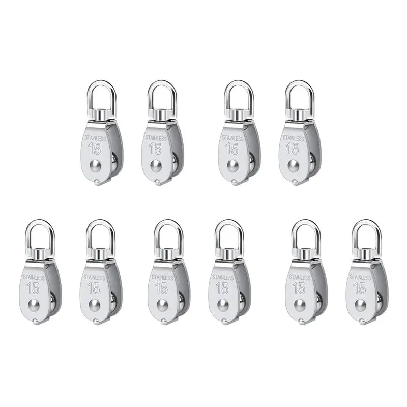 

ABGG-Pulley 304, блок-ролик из нержавеющей стали M15, малый, усиленный, с подшипником, для такелажных систем, 10 шт.