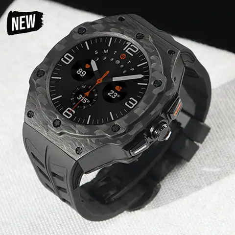 Luxury Modification Kit For Samsung Galaxy Watch Ultra 2025 Carbon Fiber Silicone band+case for Samsung watch 7 Ultra Refit Mod