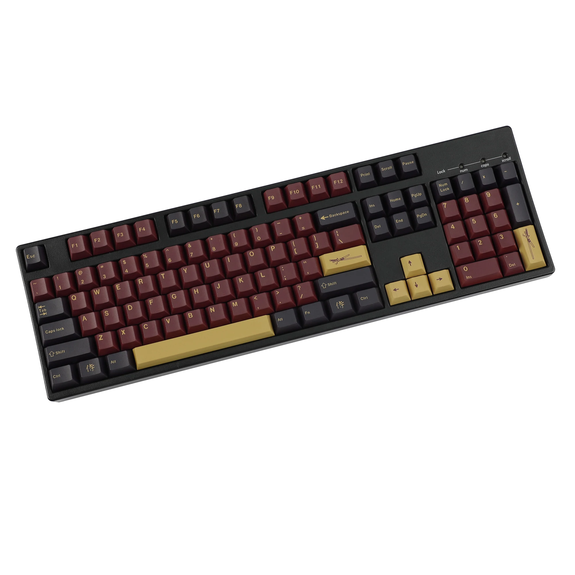 YMDK 143 Keys Red-Samurai Theme Keycaps Cherry Profile English German QWERTZ Dye Sub PBT Keycap For MX Mechanical Keyboards