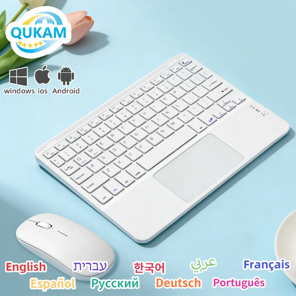 

New 10inch Bluetooth Touch Keyboard With Mouse For Android IOS Windows iPad Huawei Xiaomi Tablet Phone PC Mini Wireless Keyboard