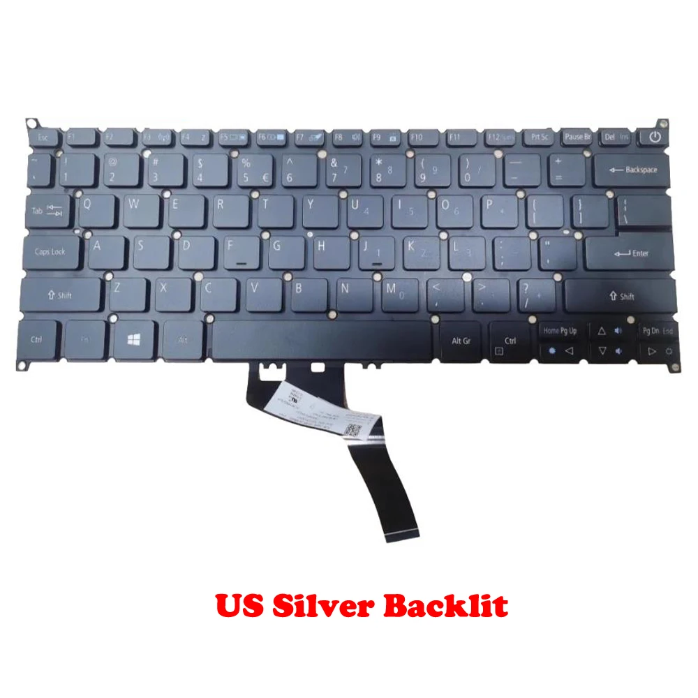 Laptop Backlit Keyboard For ACER TravelMate X5 TMX514-51 TMX514-51T SFX14-41G English US Black Silver Keyboard New