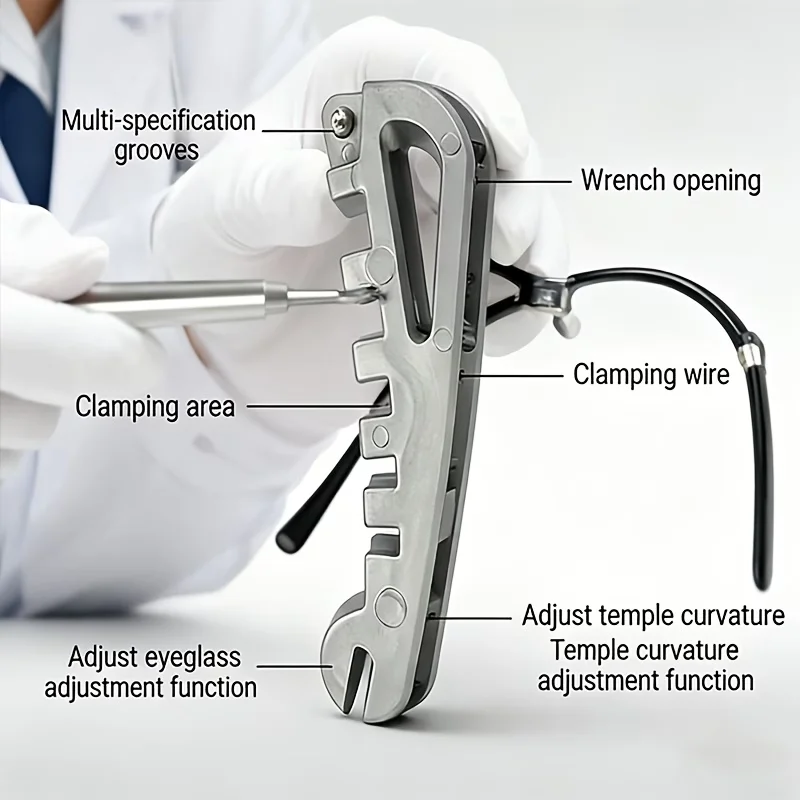 Eyeglass Frame Adjustment Tool with 3-in-1 Screwdriver Kit-Temple Arms & Nose Pads Adjuster for DIY Glasses Repair & Tightening