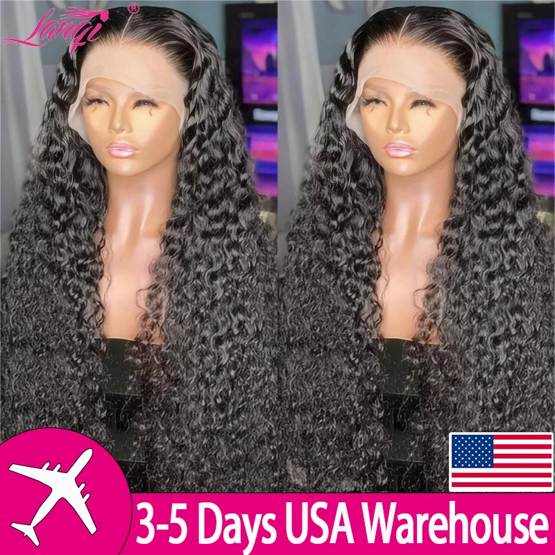 Deep Wave Glueless Lace Front Wig Human Hair 250 Density 13x4 Curly Lace Front Human Hair Wig For Women Transparent Lace Wigs