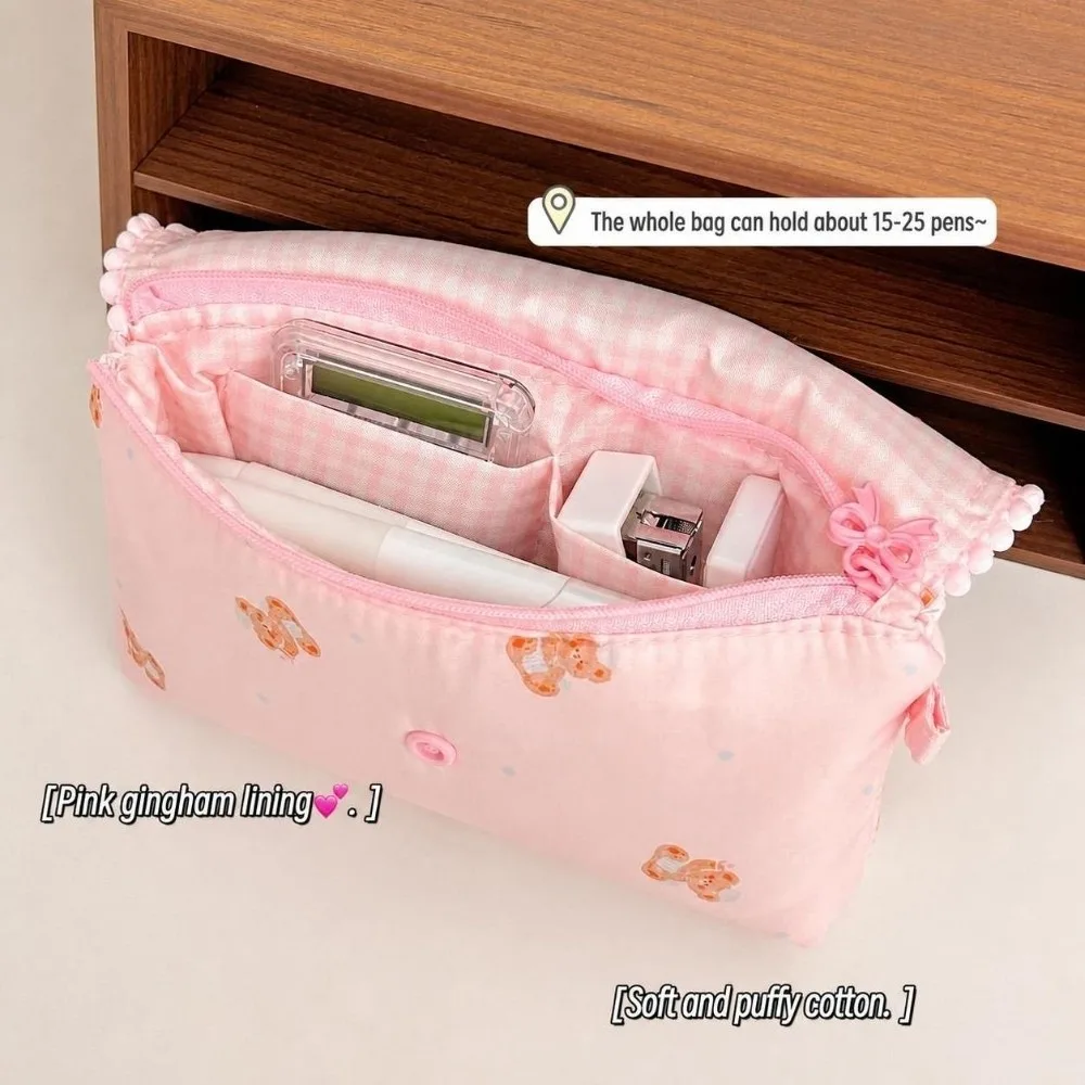 Kawaii Butterfly Cat Print Pencil Case Large Capacity Flap Button-down Pencil Pouch Multifunctional Stationery Pouch Students