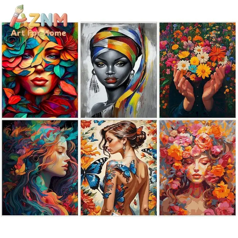 GATYZTORY DIY Painting By Numbers Figure Handpainted Acrylic Paint Women On Canvas Home Wall Art For Living Room DIY Gift