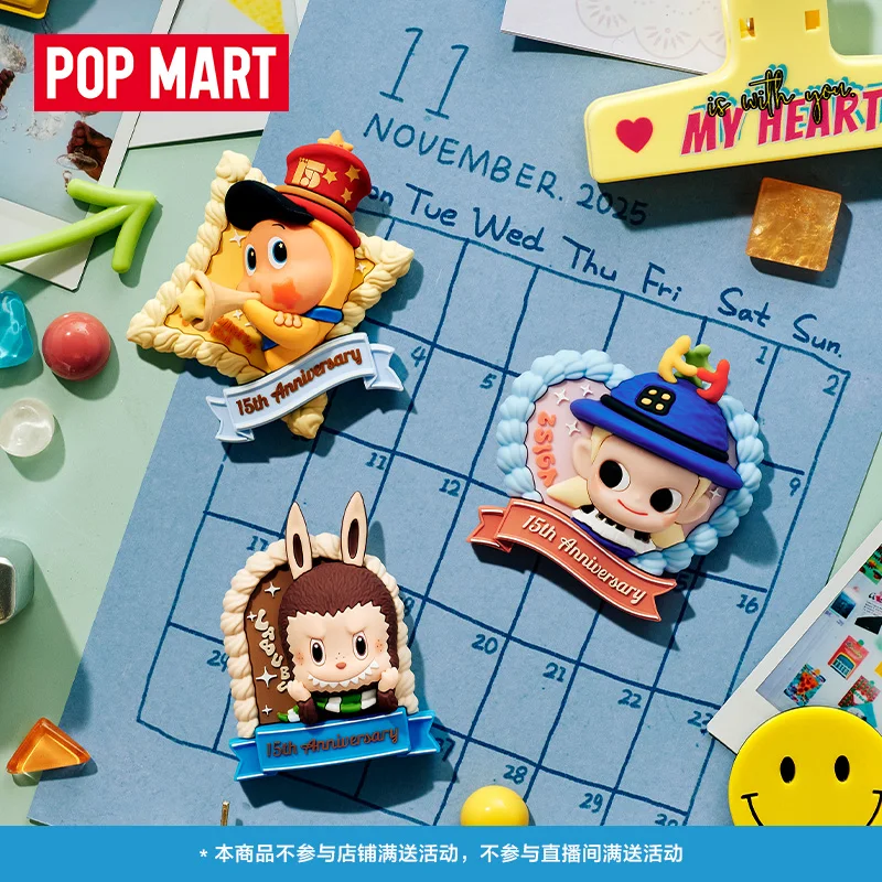 

Pop Mart Celebrating The Moment Pop Mart Серия на 15-летие Слепая коробка Магнит на холодильник Модные игрушки Холодильник Соберите украшение Подарок