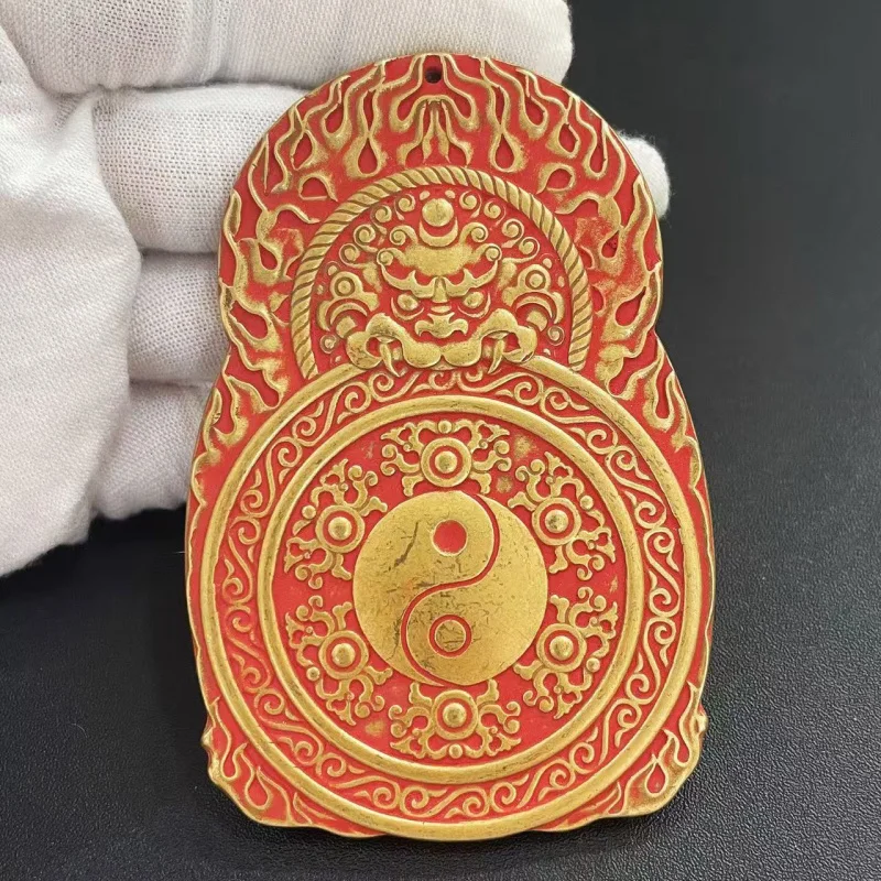 Brass Three Immortals Statue Pendant Vintage Fashion Ethnic Style