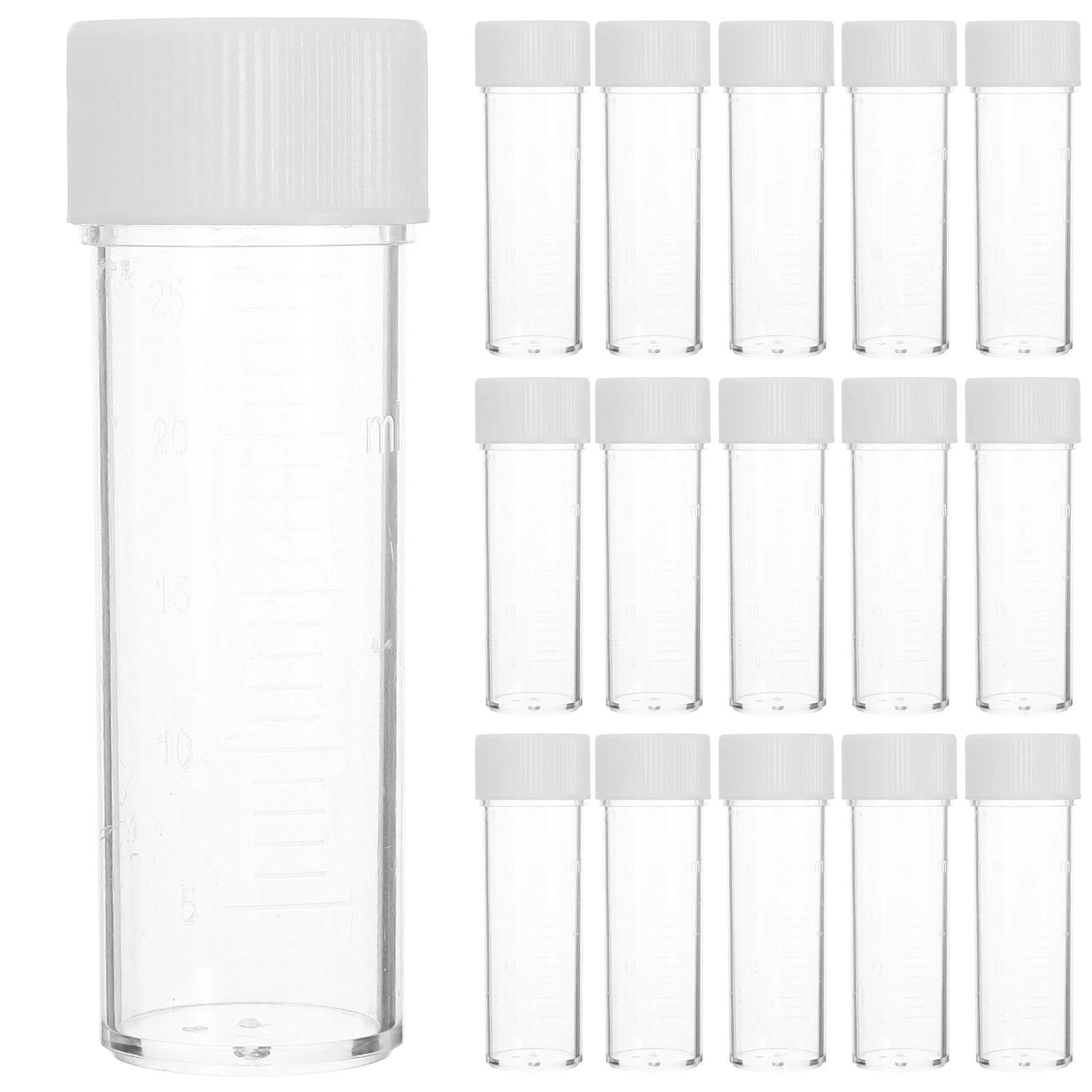 

50Pcs Sputum Culture Bottles Plastic Transparent Vials Leakproof Caps Specimen Tubes Laboratory Sample Storage Containers