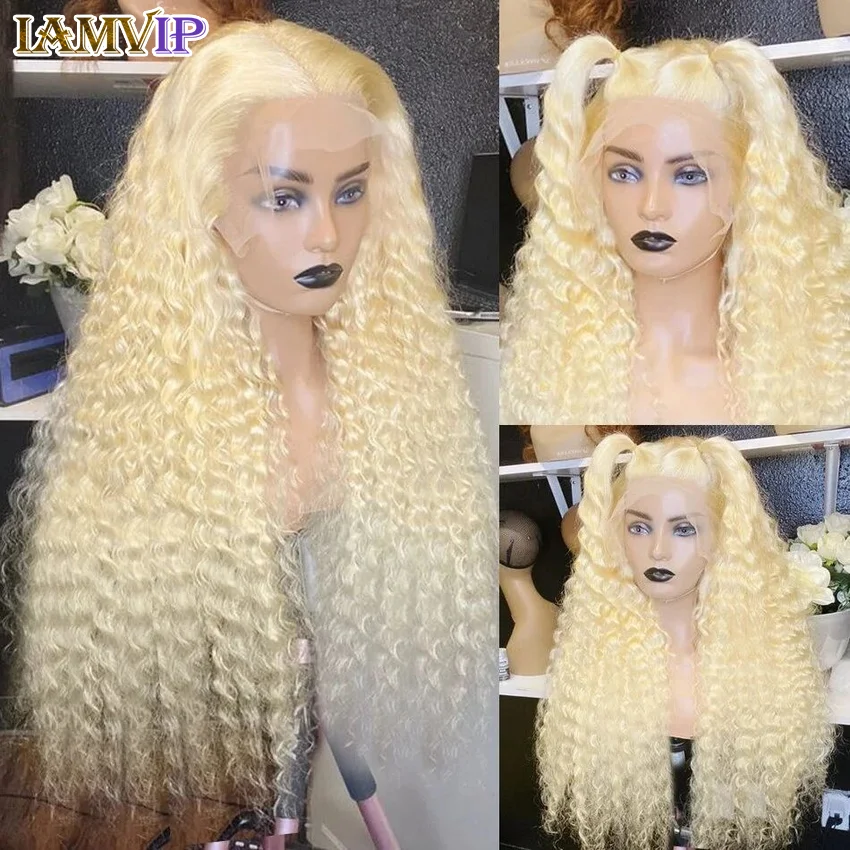 Perruque Lace Front Wig 250 Naturelle Bouclée, Cheveux Humains, Deep Wave, Blond Miel 613, 13x4, 5x5, Densité 360, 30 Pouces, pour Femme, Nouveauté