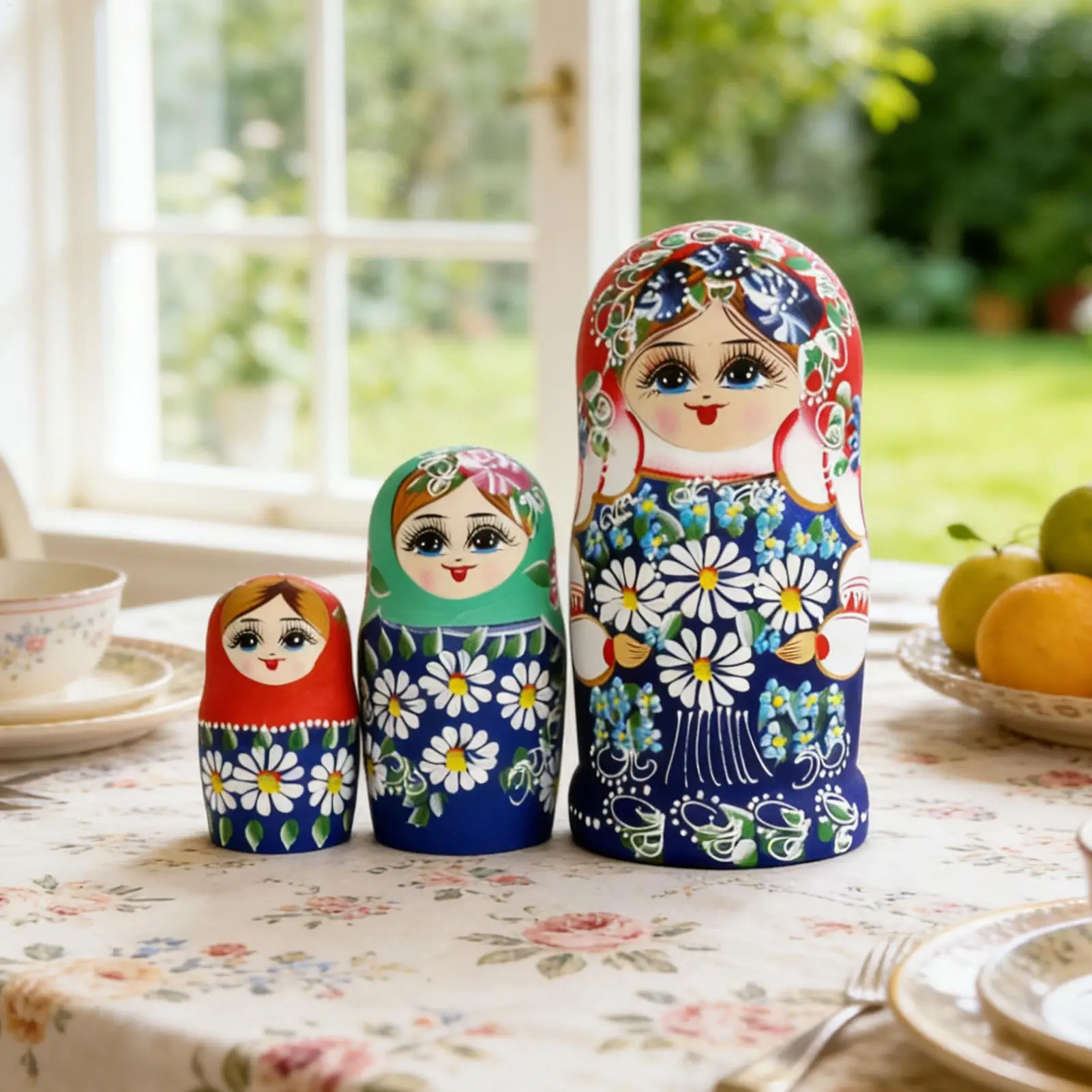 ตุ๊กตารัสเซียแบบซ้อนกันสำหรับเด็ก 7 ชิ้น ลายดอกเดซี่ไม้ ของตกแต่งบนโต๊ะ ตุ๊กตาตกแต่งแบบซ้อนกันสำหรับเด็ก วัยรุ่น และผู้ใหญ่