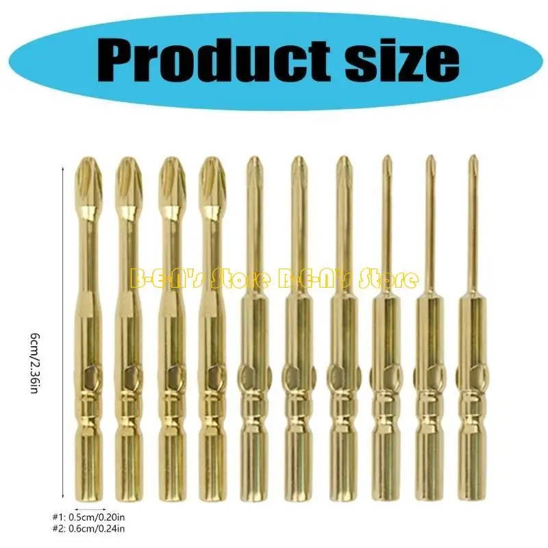 Y1AD 10Pcs Screwdriver Bits Crosses Head Design Steel Round Shank Set