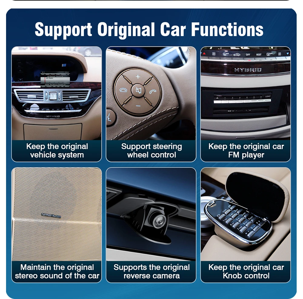 AUTOTOP Kabelloses CarPlay Nachrüst-Kit Decoder für Mercedes NTG3.0 NTG3.5 S-Klasse W221 2006-2012 Android Auto Modul GPS BT Wi-Fi – Detail 8