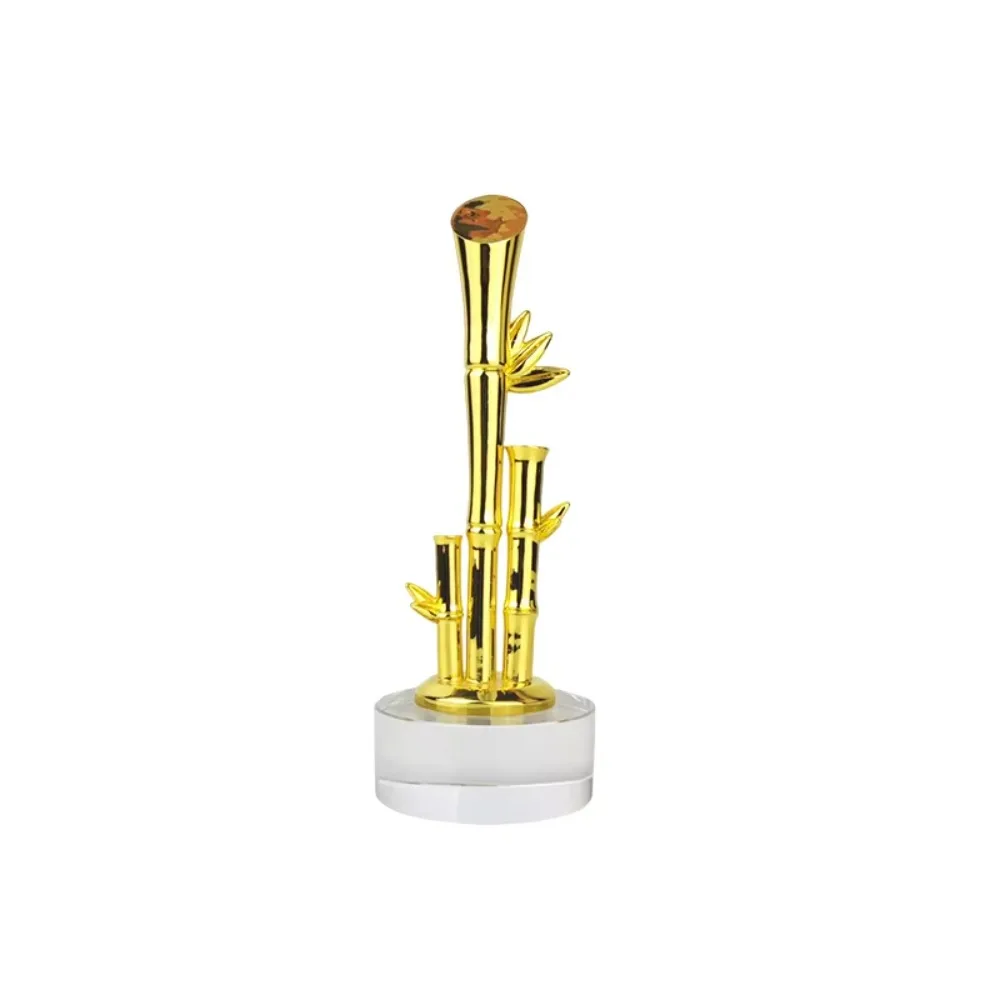 Chinese traditional feng shui statue gold metal resin statue lucky bamboo handicraft office home decoration sculpture