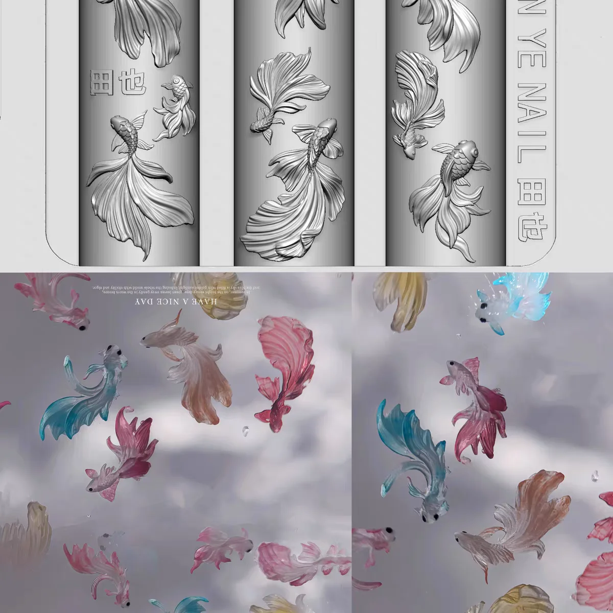 1 szt. Lotos Złota Rybka Lilia Guzik Forma Akrylowa 3D do Paznokci DIY Silikonowe Szablony do Paznokci Forma do Paznokci