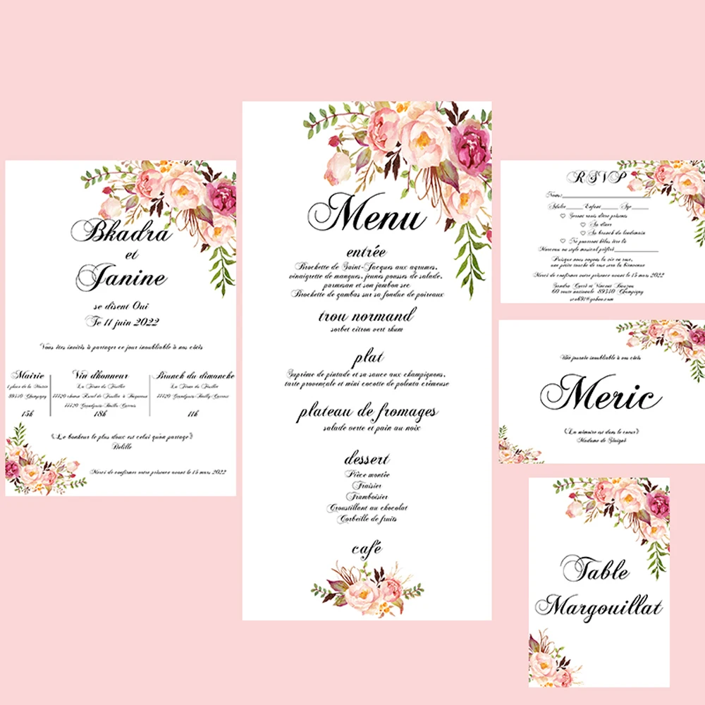 50 Stuks Gepersonaliseerde Print Huwelijksuitnodiging Insert Receptie Antwoorden Rsvp Wishing Well Tafel Kaart Dank U Kaarten Menu IC101