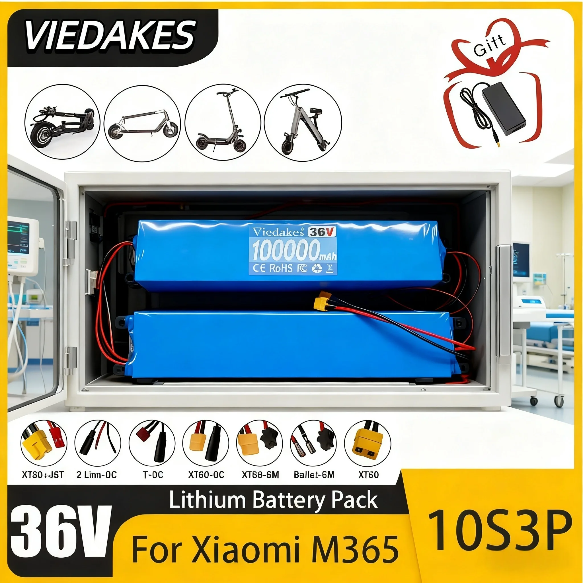 

New 2025 VIEDAKES 10S3P 100Ah 36V Electric Scooter Battery Pack 18650 suitable for Battery Electric