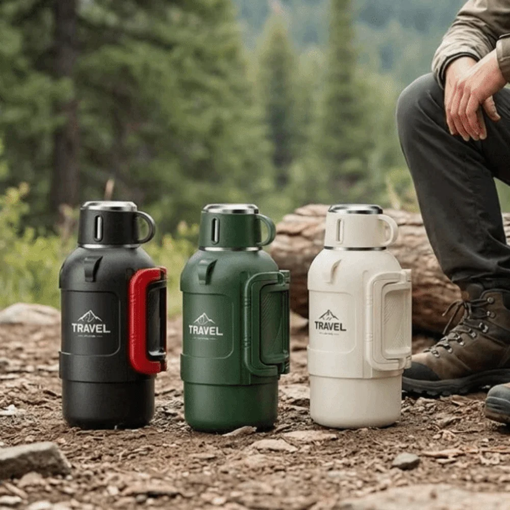 316 Stainless Steel Thermal Water Bottle Leak-proof Tea Infuser Vacuum Flasks with Folding Handle Large Capacity Insulated Mug 3