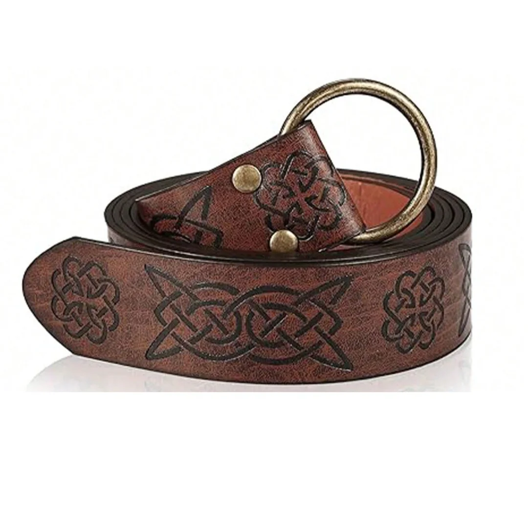 3pcs Medieval Viking Leather Belt Vintage Drawstring Waist Pouches and Headgear Suitable for LARP Renaissance Festivals - view 6