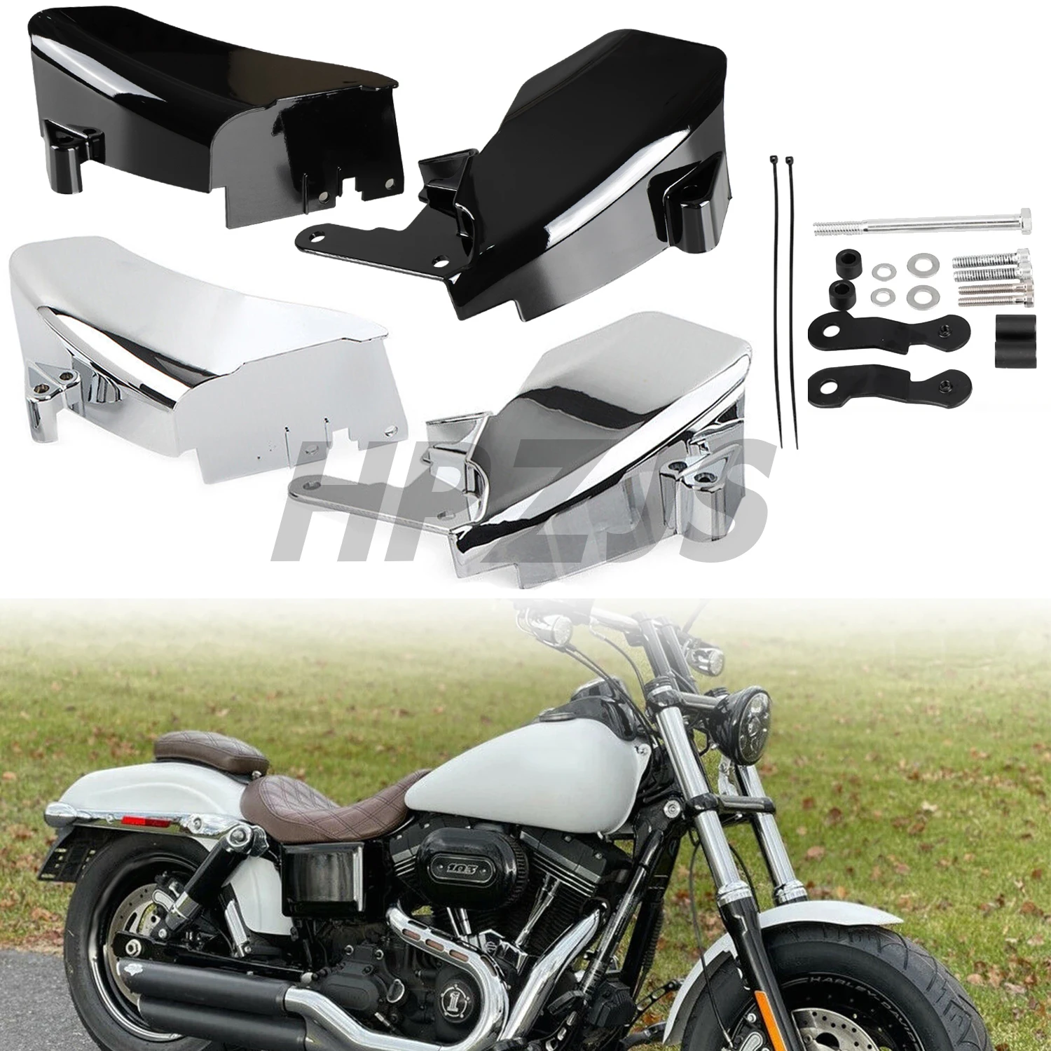 

Для мотоцикла Harley Dyna 2006-Later Street Bob Wide Glide 1 пара черный/хромированный воздушный дефлектор средней рамы, накладка, теплозащитный экран