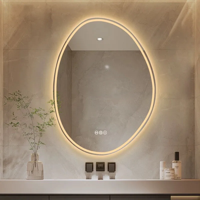 

Modern Round Aluminum Frame IP33 Rated Lighting Smart Makeup Mirror Light Emitting Diode Lighting Wall Mounted Bathroom Mirror