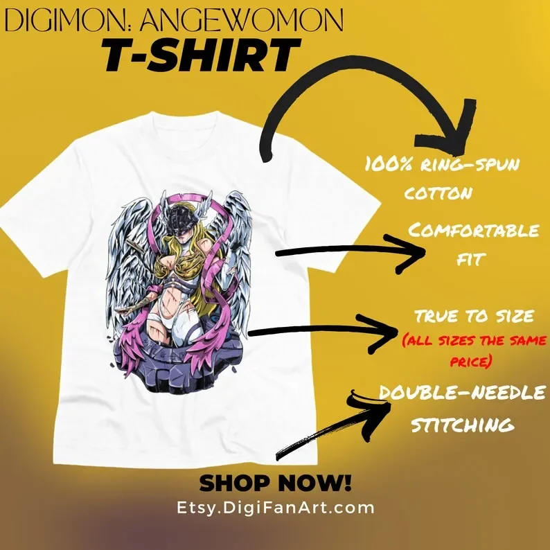 Angewomon camiseta de Digimon WarZone، "Light Always Triumps"، Quote Tee، مغامرة ديجمون #3