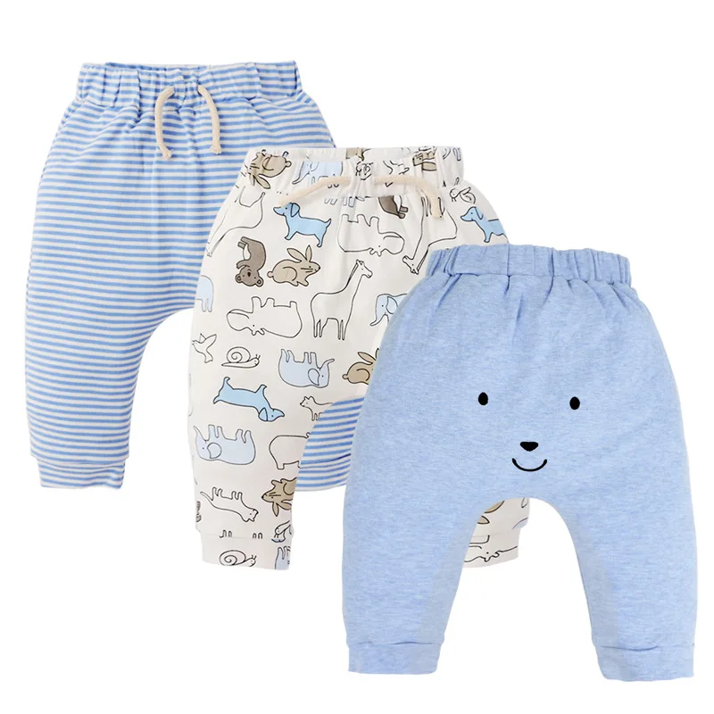 Three-piece Spring Autumn Baby Boy And Girl Pants Cotton Cartoon Printed Pattern Dinosaur Cool Lovely Loose Comfortable  1-3Y